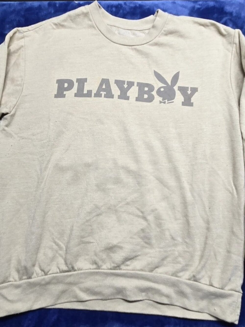 Playboy Graphic Crewneck Sweatshirt Large Beige